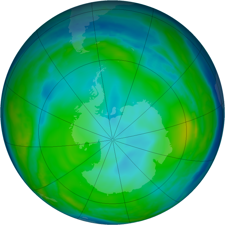 Antarctic ozone map for 28 June 2008